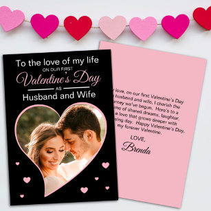 Unser Erstes Valentinstag als Husband & Ehefrau Fo Feiertagskarte