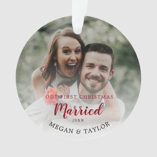 Unser erstes Verheiratetes Blumendekor zu Weihnach Ornament (Vorderseite)