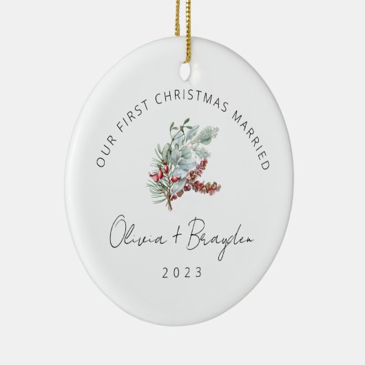 Unser erstes Verheiratetes Eukalyptus-Foto zu Weih Keramik Ornament (Rechts)