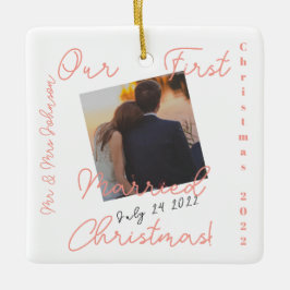 Unser erstes Verheiratetes Foto auf dem Weihnachts Keramikornament
