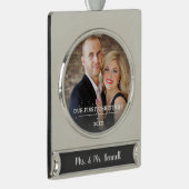 Unser erstes Verheiratetes Foto Banner-Ornament Silber (Rechts)