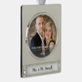 Unser erstes Verheiratetes Foto Banner-Ornament Silber (Rechts)