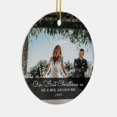 Unser erstes Verheiratetes Foto für Weihnachten Keramik Ornament (Rechts)