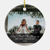 Unser erstes Verheiratetes Foto für Weihnachten Keramik Ornament (Hinten)