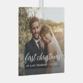 Unser erstes VERHEIRATETES Foto für Weihnachten. Ornament Aus Glas (Vorderseite Rechts)