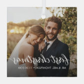 Unser erstes VERHEIRATETES Foto für Weihnachten. Ornament Aus Glas (Rückseite)