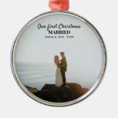 Unser erstes Verheiratetes Foto für Weihnachten Ornament Aus Metall (Vorne)