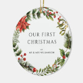 Unser erstes Verheiratetes Foto zu Weihnachten bot Keramik Ornament (Links)