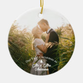 Unser erstes Verheiratetes Foto zu Weihnachten Keramik Ornament (Vorne)