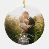 Unser erstes Verheiratetes Foto zu Weihnachten Keramik Ornament (Hinten)