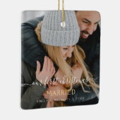 Unser erstes Verheiratetes Foto zu Weihnachten Keramikornament (Rechts)
