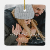 Unser erstes Verheiratetes Foto zu Weihnachten Keramikornament (Rückseite)