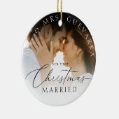 Unser erstes Verheiratetes, frisch verheiratetes F Keramik Ornament (Rechts)