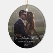 Unser erstes Verheiratetes Keepake-Foto Keramik Ornament (Links)