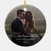 Unser erstes Verheiratetes Keepake-Foto Keramik Ornament (Hinten)