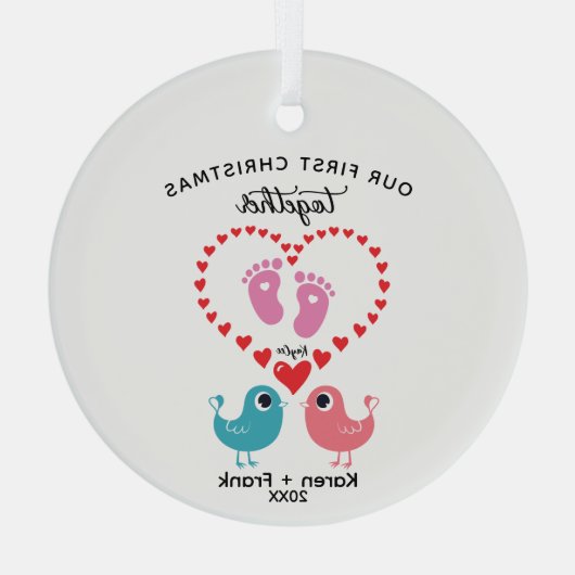 Unser erstes Verheiratetes Ornament, Personalisier Ornament Aus Glas (Rückseite)