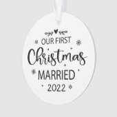 Unser erstes Verheiratetes Personalisiertes Foto z Ornament (Vorderseite)