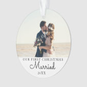 Unser erstes Verheiratetes Personalisiertes Weihna Ornament (Vorderseite)