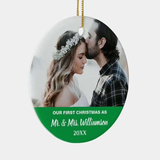 Unser erstes Verheiratetes Weihnachts-Couple-Custo Keramik Ornament (Rechts)
