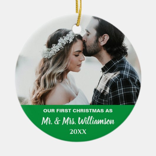 Unser erstes Verheiratetes Weihnachts-Couple-Custo Keramik Ornament (Vorne)