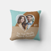 Unser erstes Verheiratetes Weihnachts-Foto Kissen (Vorderseite)