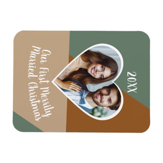 Unser erstes Verheiratetes Weihnachts-Foto Magnet (Horizontal)