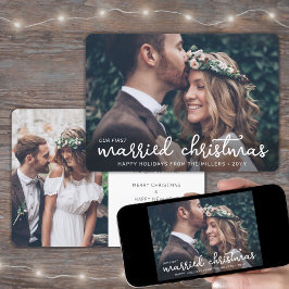 Unser erstes Verheiratetes Weihnachtsfest 2 Foto Feiertagskarte