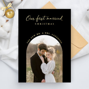 Unser erstes Verheiratetes Weihnachtsgeschenk Foto Folien Feiertagskarte