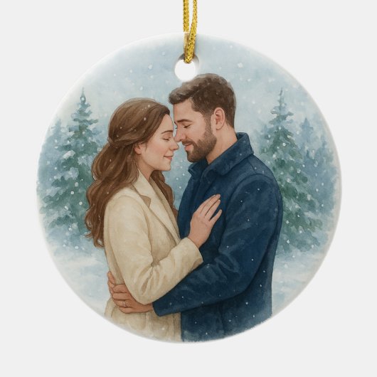 Unser erstes Verheiratetes Weihnachtsgeschenk Keramik Ornament (Vorne)