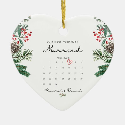 Unser erstes Verheiratetes Weihnachtsgeschenk Keramik Ornament (Vorne)