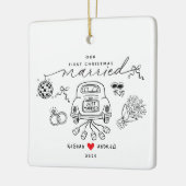 Unser erstes Verheiratetes Weihnachtsgeschenk Keramikornament (Links)