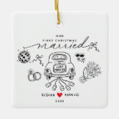 Unser erstes Verheiratetes Weihnachtsgeschenk Keramikornament (Vorderseite)