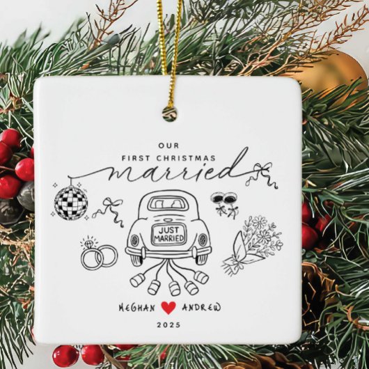 Unser erstes Verheiratetes Weihnachtsgeschenk Keramikornament