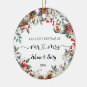 Unser erstes Verheiratetes Weihnachtsgeschmack Mr. Keramik Ornament (Links)