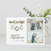 Unser erstes Verheiratetes Weihnachtskieferndekor  Feiertagskarte (Stehend Vorderseite)