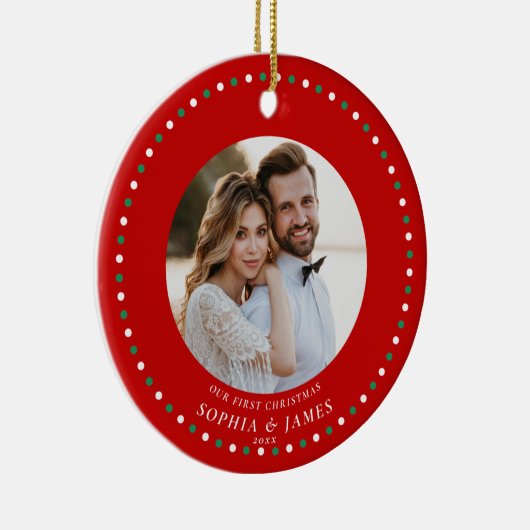 Unser erstes Verheiratetes Weihnachtsrot Keramik Ornament (Rechts)