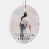 Unser erstes Verlobtes Black Script-Foto Keramik Ornament (Rechts)