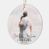 Unser erstes Verlobtes Black Script-Foto Keramik Ornament (Links)