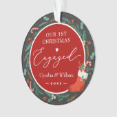 Unser erstes Verlobtes Blumenkranz-Foto zu Weihnac Ornament (Vorderseite)