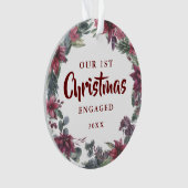 Unser erstes Verlobtes Blumenkuchen-Foto zu Weihna Ornament (Vorderseite)