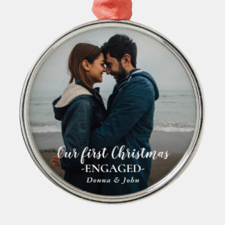 Unser erstes Verlobtes Foto für Weihnachten Ornament Aus Metall