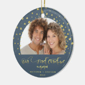 Unser erstes Verlobtes Foto Gold Confetti Keramik Ornament (Links)