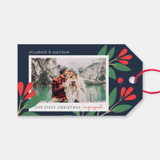 Unser erstes Verlobtes Foto in zeitgenössischen Fo Geschenkanhänger (Vorderseite (Horizontal))