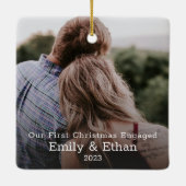 Unser erstes Verlobtes Foto Minimal Modern Keramikornament (Rückseite)