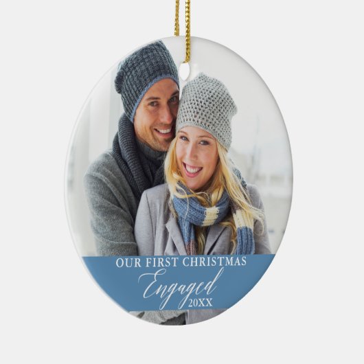 Unser erstes Verlobtes Foto zu Weihnachten Keramik Ornament (Rechts)