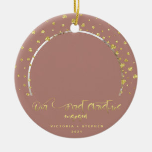 Unser erstes Verlobtes Foto zu Weihnachten Keramik Ornament