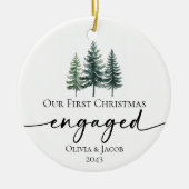 Unser erstes Verlobtes Foto zu Weihnachten Keramik Ornament (Vorne)