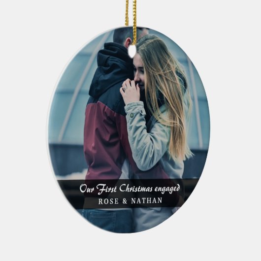 Unser erstes Verlobtes Foto zu Weihnachten Keramikornament (Rechts)