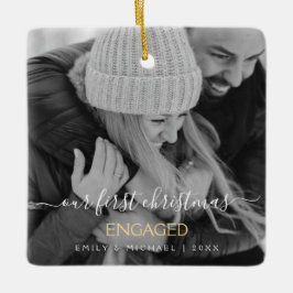 Unser erstes Verlobtes Foto zu Weihnachten Keramikornament