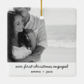 Unser erstes Verlobtes Foto zu Weihnachten Moderne Keramikornament (Rückseite)
